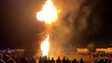 Bonfires burn in loyalist neighbourhoods in Northern Ireland for the annual 12 July festivities